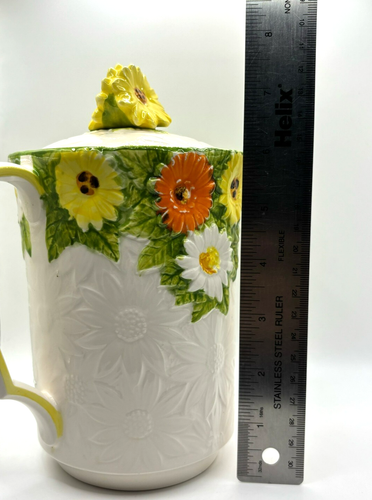 Vintage Lefton Japan Hand Painted Ceramic Daisy Coffee Pot And Sugar Bowl Set - Picture 12 of 14