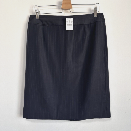 J Crew Skirt 12 Pinstripe Business Wool Pencil Navy Stripe Lined Workwear NEW - Picture 1 of 10