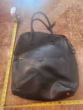 Women's Black Leather Handbag Crossbody Bag Unbranded #S138 *