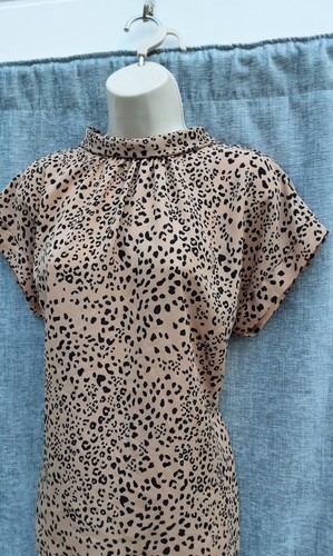LEOPARD PRINT TOP/BLOUSE,SMART/CASUAL,40S,50S,60S,70S,80S VINTAGE STYLE,SIZE 12 - Picture 4 of 7