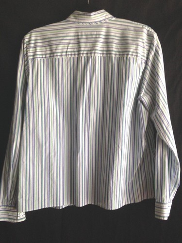 CASUAL CORNER Shirt Top Women's XLarge Blue Green Striped Cotton Stretch A4 - Picture 2 of 6