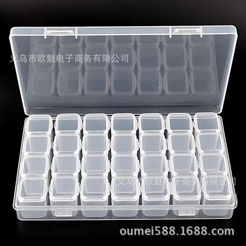 Plastic Beads Storage Box Transparent 28 Grid Organizer Durable Diamond Painting - Picture 14 of 24