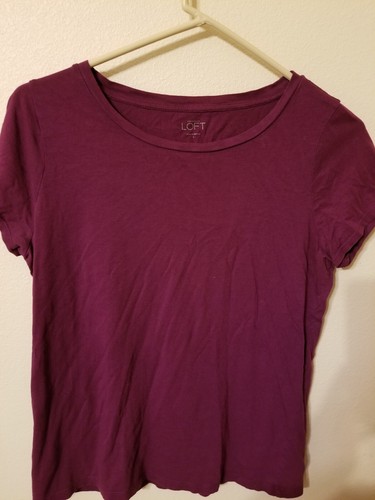 loft teen size L cap sleeve t shirt plum 24 L 19 across front chest pit to pit - Picture 8 of 12