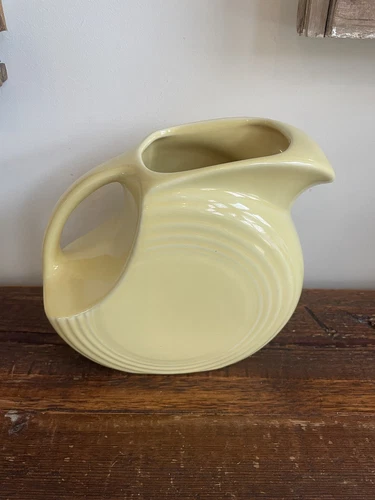 Light Yellow Retro Fiesta Disc Pitcher Large 8” x 7.25”