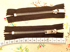 Brass Metal Closed End Jean Zips 4 INCHES Black Zip SET OF 2