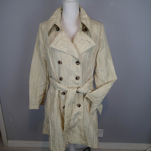 Isaac Mizrahi for Target Women's L Trench Coat belted Buttoned Cream Jacket - Picture 3 of 12