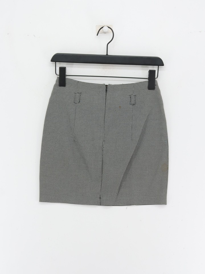 Women's Mini Skirt UK 8 Grey Polyester with Elastane, Viscose