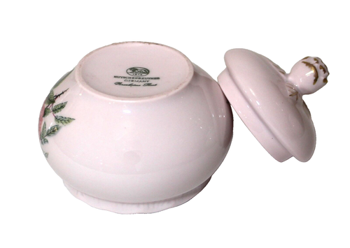 Vintage Hutschenreuter Cover Sugar Bowl Pink Rose Germany Porcelain - Picture 6 of 8