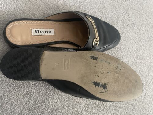 Dune Black Leather Slip On Mules Size 5 but fit Like A Size 4. - Picture 4 of 4