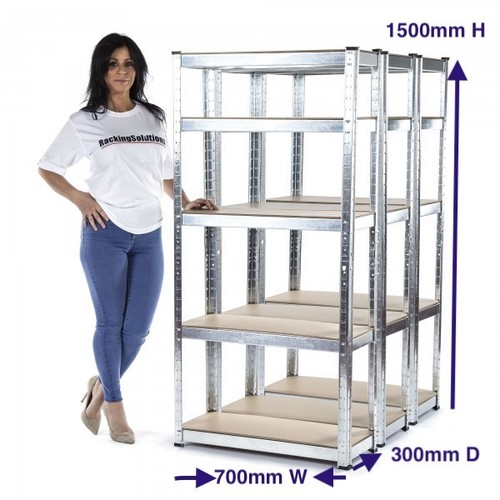 3-Bay Steel Shelving Galvanised 5Tier Garage Storage Unit 150kg UDL per shelf - Picture 5 of 5