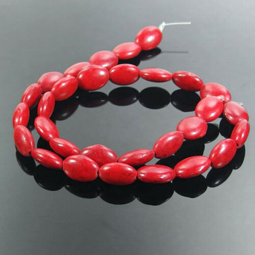 Perline distanziatrici ovali pietra preziosa turchese rossa 16" design fai da te - Foto 2 di 4