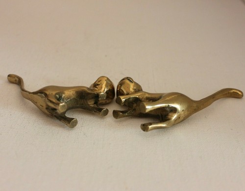 2 Katze n Messing 190g Tier Figur Ringhalter Skulptur animal brass vintage 11 - Bild 5 von 5