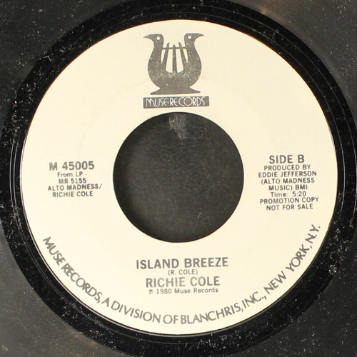 RICHIE COLE: waitin' for waits / island breeze MUSE 7" Single 45 RPM - Picture 2 of 2