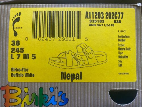 Birki's BIRKENSTOCK Nepal White Leather Sandals - Size 38 - Picture 3 of 4