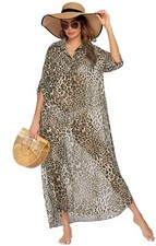 Women's Swimsuit Beach Cover Up Shirt Oversize Bikini Coverups Beachwear Size S