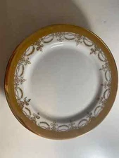 O.P. Co. Syracuse Dessert Plate (set of 5) Thick 18KT gold trim white plate