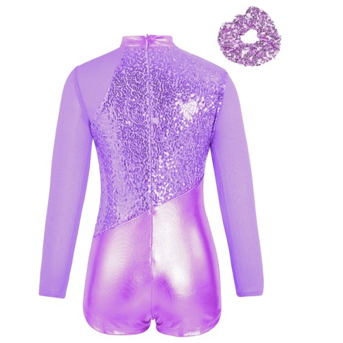 Kids Girls Sets Sequin Outfit Gymnastics Dancewear Patchwork Leotard Dance Soft - Picture 49 of 53