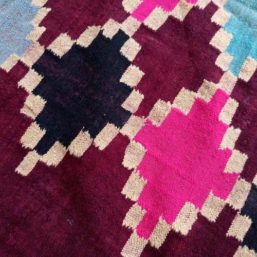 Moroccan Handmade Rug Pink Red Diamand Tribal Kilim Carpet Wool Berber Carpet - Picture 7 of 24