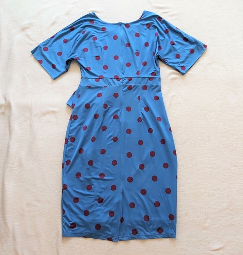 Lindy Bop BNWT Angelina polka dot ruffle pencil dress Retro Vintage UK 16 US 12 - Picture 6 of 9