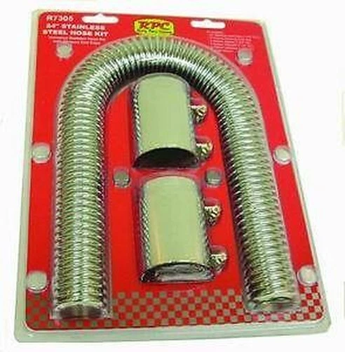 Stainless Steel Radiator Hose Kit 36 inch hose Universal Chrome Ends - Image 2 of 3
