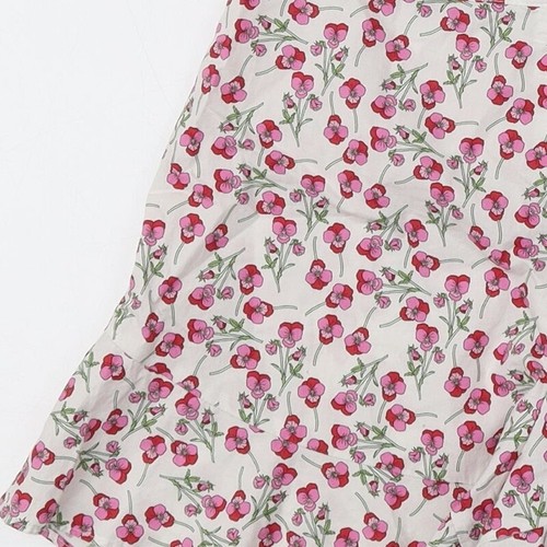 Topshop Womens White Floral 100% Cotton Hot Pants Shorts Size 6 Regular Zip - Picture 9 of 12