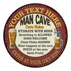Your Name Man Cave Round Red Metal Sign Chic Home Wall Décor 100140028001