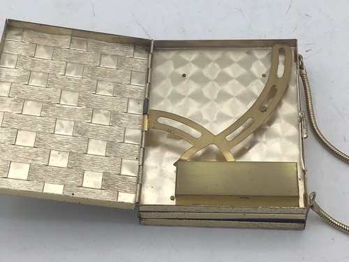 Vtg Gold Basket Weave Powder/Cigarette/Lipstick Compact Case Vanity - V2 - Picture 5 of 5