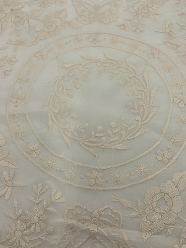 Antique Society Silk Art Handkerchief Ivory Embroidery Wedding Elaborate Elegant - Picture 5 of 12