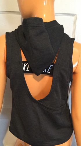 Nike Girls Youth Vest Hoodie Gray White Size Small AR0445 010 Wrap Sleeveless - Picture 3 of 3