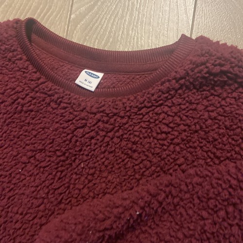 old navy burgundy fleece crew neck sweater girls M 8 fuzzy cozy - Picture 2 of 3