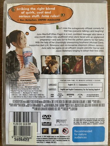 DVD NEW: Juno - 2007 Comedy-drama, Unplanned teenage pregnancy & Their Problems - Picture 2 of 5