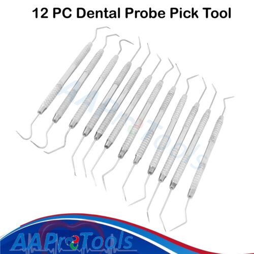 AAPRO NEU 12 Stück Zahnsonde Pick Werkzeug Instrument Set Edelstahl Skalierer - Bild 2 von 4