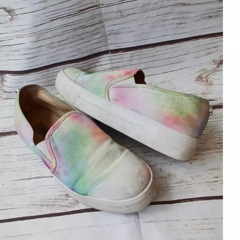 Steve Madden Toshe Rainbow Tie Dye Platform Slip On Sneakers 7.5