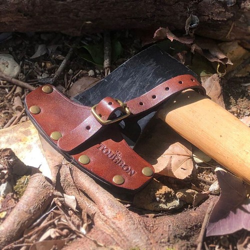 TOURBON Leather Axe Sheath Holder Blade Protector Hatchet Head Cover Camping - Picture 8 of 13