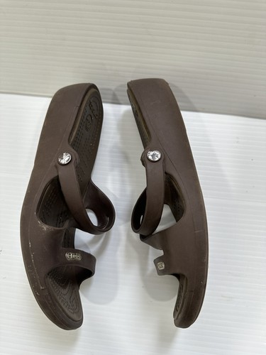 Crocs Patricia Wedge Sandals Slip On Neutral Brown On Brown Women’s Size W7 - Picture 4 of 6