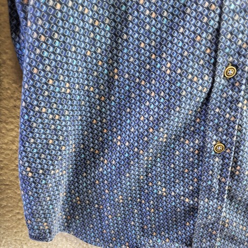 Robert Graham Mens Medium Classic Fit Blue White Diamond Geometric Button Shirt - Picture 8 of 18