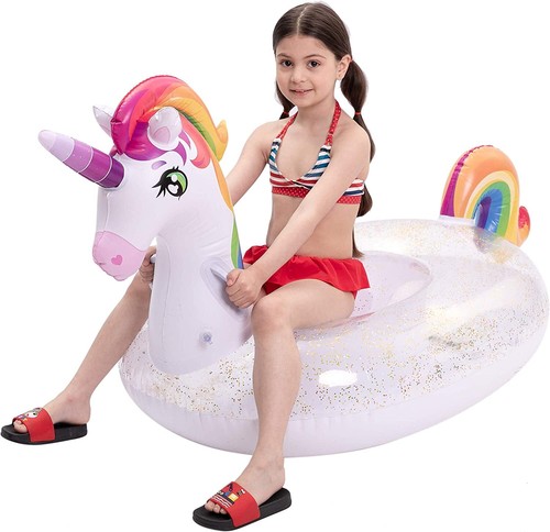 Brillos inflables Syncfun unicornio piscina flotante niños balsa piscina juguetes verano