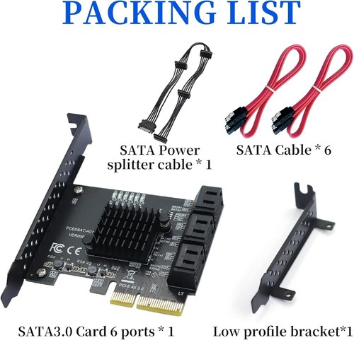Plug and Play 6 Ports PCIe SATA 3.0 Controller with Cables & Low Profile Design - Picture 9 of 13