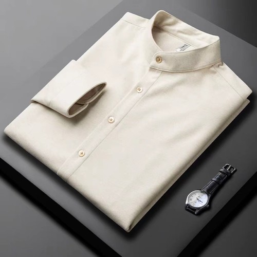 Herren Winter Herbst Tweed Hemd Langarm Ständer Revers Business Hochzeit warm - Bild 10 von 21