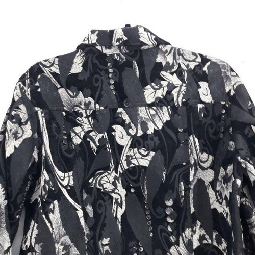 80's Chico's Blazer 2 Large Black Jacket Shacket Jacquard Tapestry Abstract - Picture 7 of 8