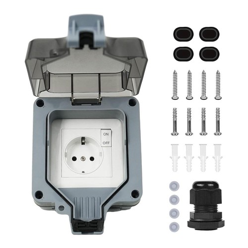 Enchufe de pared IP66 enchufe exterior enchufe de jardín enchufe exterior empotrado DE - Imagen 5 de 16