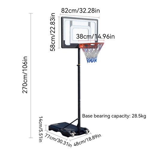 8.9ft Basketball Hoop Outdoor/Indoor,Basketball Goal System Teens/Adults New - Picture 2 of 6