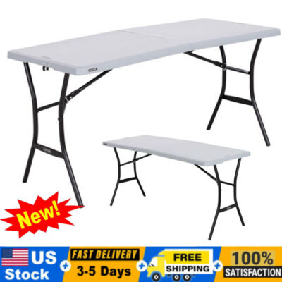 5-Ft Folding Table Portable Indoor Outdoor Picnic PartyCamping Dining Table Gray