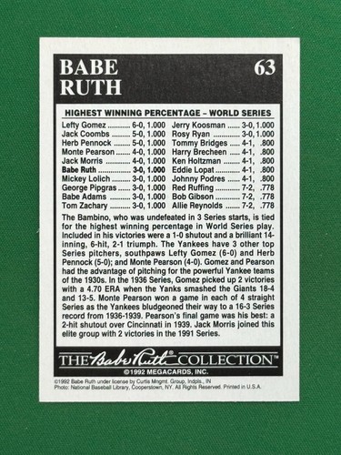 1992 Megacards Conlon The Babe Ruth Collection PICK YOUR CARD COMPLETE YOUR SET - Picture 126 of 328