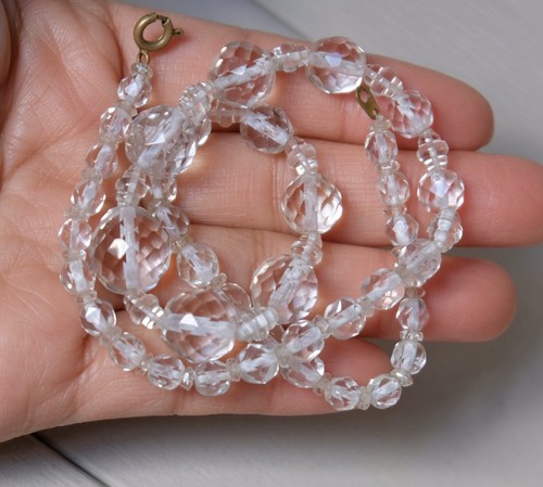 Vintage klare facettierte Glas Kristall Statement Halskette - Bild 3 von 6