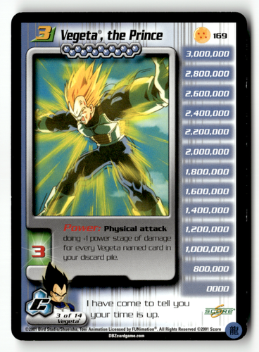 Dragon Ball Z TCG - Vegeta, the Prince 169 - Limited Rare - Cell Saga Score