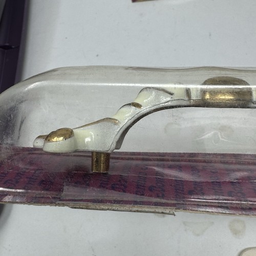 4 Vintage Ornate Metal Dresser Drawer Pulls Handles Gold White New Old Stock - Picture 4 of 6