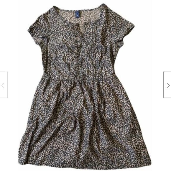 Gap Womens XS Brown Leopard Animal Print Dress Lined Knee Length