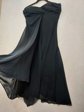 VTG Davids Bridal Evening Dress Sz 6 Strapless Chiffon Black Layered Asymmetric