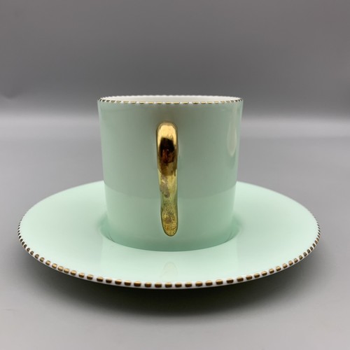 Wedgwood Tea Espresso Cup & Saucer Set 4 pcs Demitasse Gilded Pink Green England - Picture 5 of 24